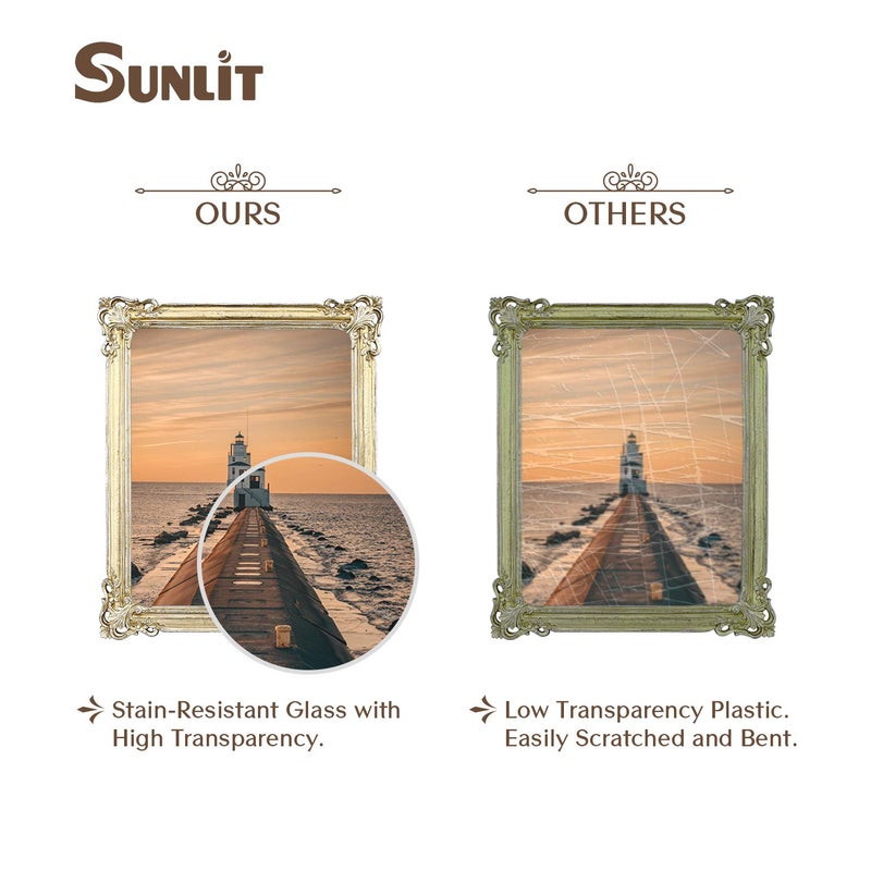 Sunlit Vintage Picture Frame 8x10 Inch, Luxury Antique Photo Frames with Glass Front, Photo Display, Tabletop Wall Hanging, Gift Ideas - Image 3